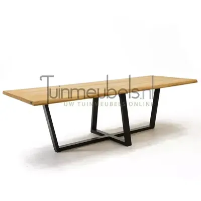 Tuintafel Universo 260 x 100 CM Teak Zwart RVS Aluminium Tafel Buiten Tuin Vita