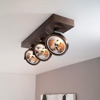 Saturno bronzo III by LUSENZ - 3-lichts plafondspot met kantelbare geborstelde bronzen basis en armatuur Saturno bronzo III by LUSENZ - 3-lichts plafondspot met kantelbare geborstelde bronzen basis en armatuur