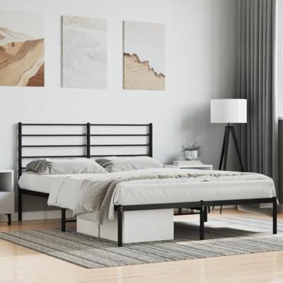 Bedframe met hoofdbord metaal zwart 135x190 cm Bedframe met hoofdbord metaal zwart 135x190 cm