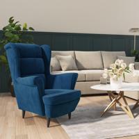 Fauteuil fluweel blauw - thumbnail