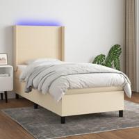 Boxspring met matras en LED stof crèmekleurig 90x190 cm - thumbnail