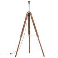 VidaXL Vloerlamp driepoot 141 cm massief teakhout honingbruin en grijs - thumbnail