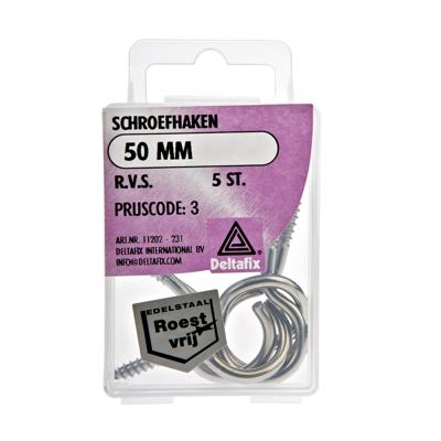 Schroefhaken 50mm rvs 5st Deltafix - Deltafix