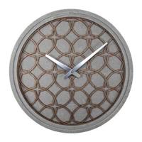 NeXtime ne-3212br wandklok dia. 39.5 cm, polyresin/hout, grijs - thumbnail