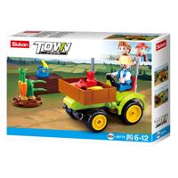 Sluban fruit tractor bouwspeelgoed kinderen vanaf 6 jaar - constructiespeelgoed modelbouw - bouwdoos met 80 bouwstenen - m38-b0776 - thumbnail