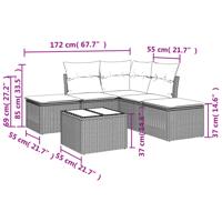 5-delige Loungeset met kussens poly rattan zwart - thumbnail
