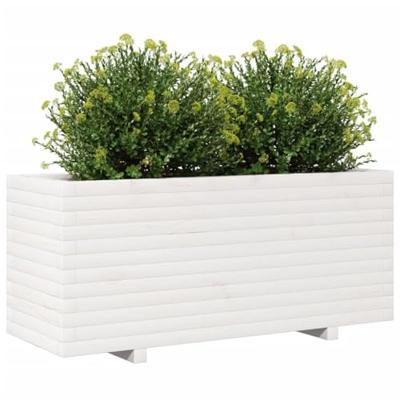 Plantenbak 110x40x49,5 cm massief grenenhout wit
