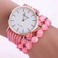Vrouwen ronde wijzerplaat bloem Diamond hengsten armband horloge (roze) - thumbnail