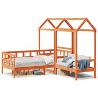 Kinderbedset met huisje massief grenenhout wasbruin 90x200 cm - thumbnail