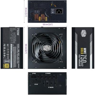 Cooler Master mpe-7501-afaag-3eeu mwe gold 750 v2 atx3.1, 750w, 90% @typical, fully modular, 120mm - thumbnail