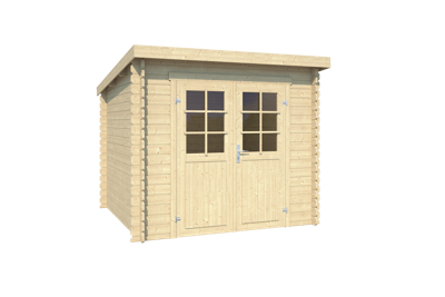 Outdoor Life Indi Blokhut 250x195 cm 28 mm vuren blank- Lessenaarsdak- Onbehandeld vurenhout- Outdoor Life