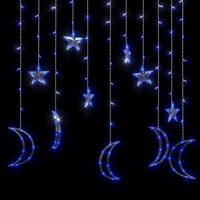 VidaXL Lichtslinger ster en maan afstandsbediening 138 led's blauw