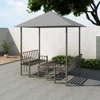Tuinpaviljoen met tafel en bankjes 2,5x1,5x2,4 m antraciet - thumbnail