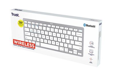 Trust wireless bluetooth keyboard (grijs, us lay-out (qwerty), scissor switches, 85%, bluetooth 4.0)