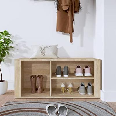 VidaXL Schoenenkast 100x35x45 cm bewerkt hout sonoma eikenkleurig VidaXL Schoenenkast 100x35x45 cm bewerkt hout sonoma eikenkleurig