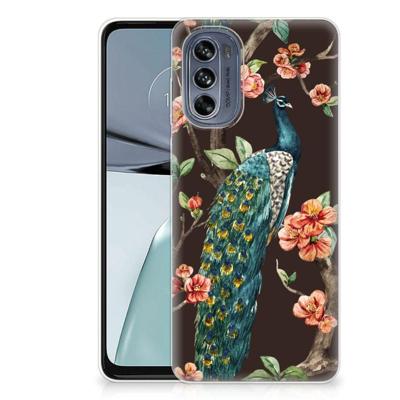 Motorola Moto G62 5G | TPU Hoesje | Pauw met Bloemen Motorola Moto G62 5G | TPU Hoesje | Pauw met Bloemen