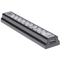 Manhattan Manhattan USB-A 10-Port Desktop Hub, 10x USB-A Ports, 480 Mbps (USB 2.0) 161572 USB-hub 10 poorten USB-A USB 2.0 480 MBit/s Zwart, Zilver - thumbnail