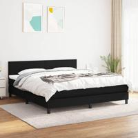 Boxspring met matras stof zwart 160x200 cm - thumbnail