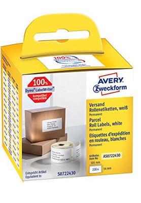 Avery-Zweckform Rol met etiketten Compatibel vervangt DYMO, Seiko 99014, S0722430 101 x 54 mm Papier Wit 220 stuk(s) Permanent hechtend Verzendetiketten