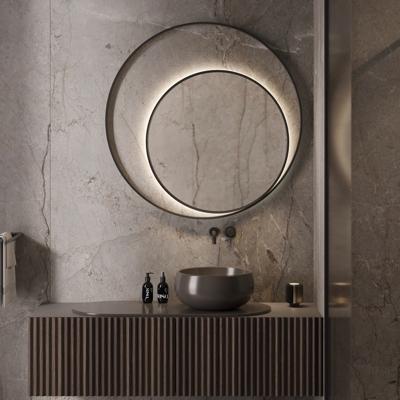 Designspiegel Martens & Meijer Athene Rond met Frame en Indirecte LED Verlichting 90 cm Mat Zwart Martens Design Designspiegel Martens & Meijer Athene Rond met Frame en Indirecte LED Verlichting 90 cm Mat Zwart Martens Design