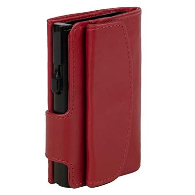 Juscha JU-961203 Pasjeshouder Clicksafe RFID Nappaleer RO/ZW 8 Pasjes Met Opbergvak Voor Muntgeld