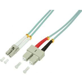 LogiLink FP3LS01 Glasvezel Optische vezel Aansluitkabel 1.00 m Turquoise [1x LC-stekker - 1x SC-stekker] 50/125 µ Multimode OM3