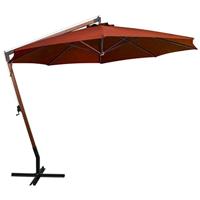 Zweefparasol met paal 3,5x2,9 m massief vurenhout terracotta - thumbnail
