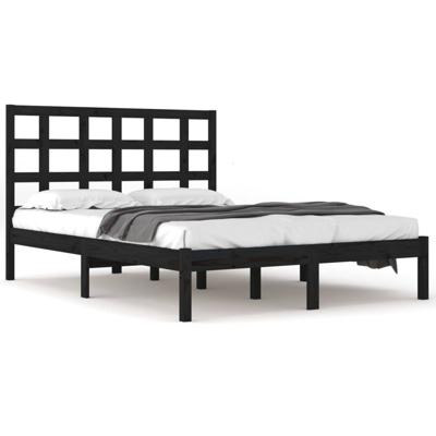 Bedframe massief hout zwart 200x200 cm