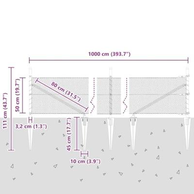 VidaXL Afrasteringspaal groen 10 x 0,5 m (13 mm gaas) staal en pvc