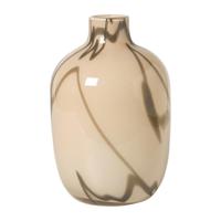 Vaas met lijnen - beige/bruin - ø16.5x26 cm - thumbnail