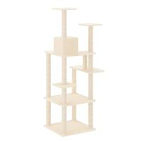 Kattenmeubel met sisal krabpalen 153 cm crèmekleurig - thumbnail