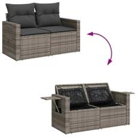 5-delige Loungeset met kussens poly rattan grijs - thumbnail