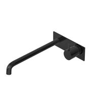 Inbouw Wastafelkraan Met Achterplaat Hotbath Cobber 25cm Gebogen Uitloop 1-Hendel Gepolijst Zwart PVD - thumbnail