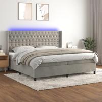 Boxspring met matras en LED fluweel lichtgrijs 200x200 cm - thumbnail