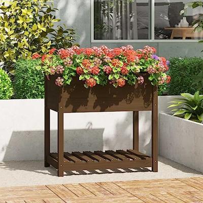 Plantenbak met schap 82,5x54x81 cm grenenhout honingbruin