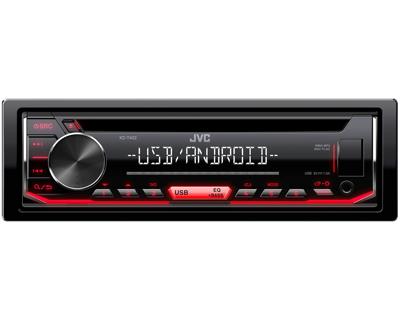 Jvc Kd-T402 Cd-Autoradio Met Rds (High-Performance Tuner, Usb, Aux-Ingang, Android Music Control, Bass Boost, 4X50 Watt, Rood) Zwart