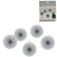 Amscan Decoratieve waaiers zilverkleurig 15 cm set van 5 | 24 stuks - thumbnail