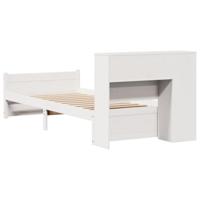 Bed met boekenkast zonder matras grenenhout wit 75x190 cm - thumbnail