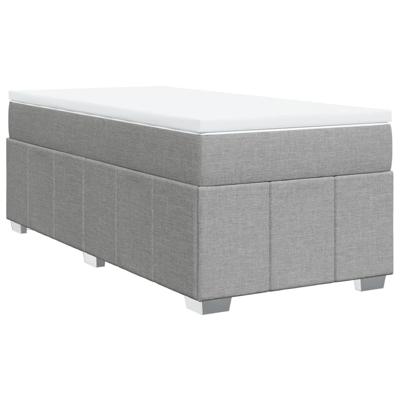 Boxspring met matras stof lichtgrijs 140x200 cm - thumbnail