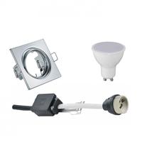 LED Spot Set Vierkant 6W - GU10 Fitting - Glans Chroom - 4200K - thumbnail