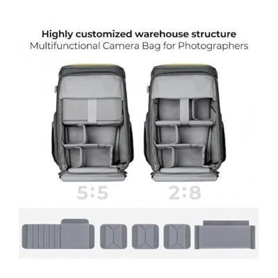 K&F Concept Alpha Air camera rugzak 25L met variabele vakindeling en regenhoes - geel