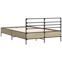 Bedframe bewerkt hout metaal sonoma eikenkleurig 140x200 cm - thumbnail