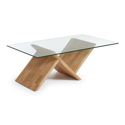 Kave Home Salontafel 'Waley' Eiken met glasplaat, 120 x 70cm Kave Home Salontafel 'Waley' Eiken met glasplaat, 120 x 70cm