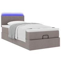 Ottoman bed met matras en LED's 80x200cm stof taupe - thumbnail