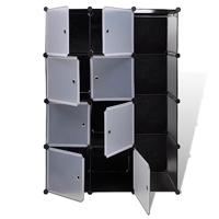VidaXL Kast met 9 vakken modulair 109x36,5x143 cm zwart en wit - thumbnail