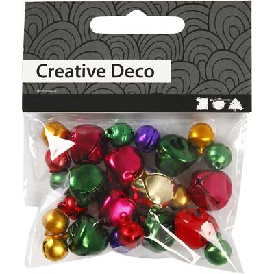 Creativ Company Belletjes, d 10+14 mm, metallic kleuren, 24 div/ 1 doos