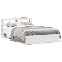 Bedframe met hoofdeinde zonder matras 140x190 cm wit - thumbnail