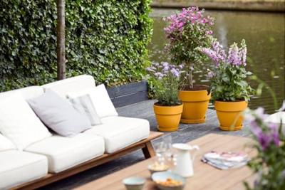 Elho Vibia Campana bloempot rond 25cm honinggeel