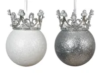 Decoris kerstballen foam Wit grijs 10cm - thumbnail