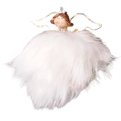 Kersthanger LED - Kerstbal - Kerstdecoratie voor Binnen - Kerstdecoratie Woonkamer - Kerstfiguren - Angel Noelle - Wit Kersthanger LED - Kerstbal - Kerstdecoratie voor Binnen - Kerstdecoratie Woonkamer - Kerstfiguren - Angel Noelle - Wit